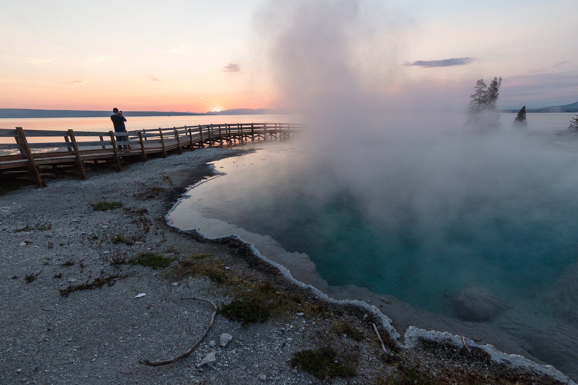 West Thumb Geyser Basin on the shore of Yellowstone Lake