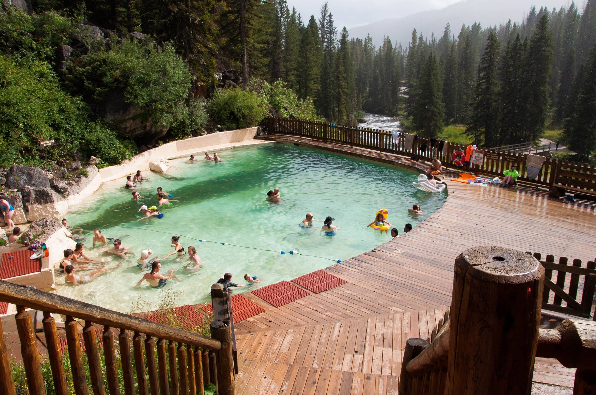 Granite Hot Springs pool ringed by mountains