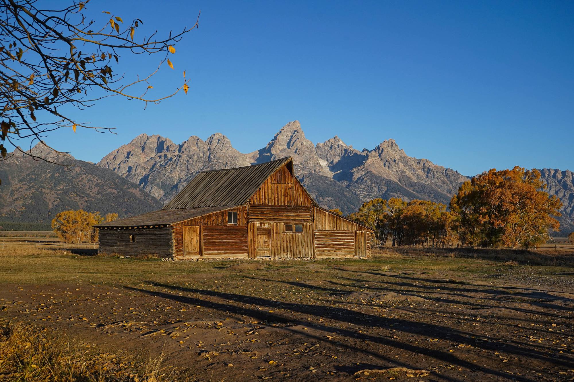 The Moulton barn at Mormon Row with the Teton range behind it